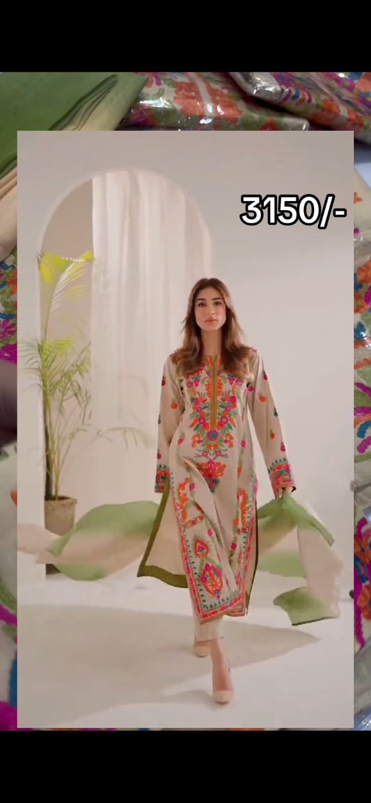 3PC Tawakal Embroidered Suit