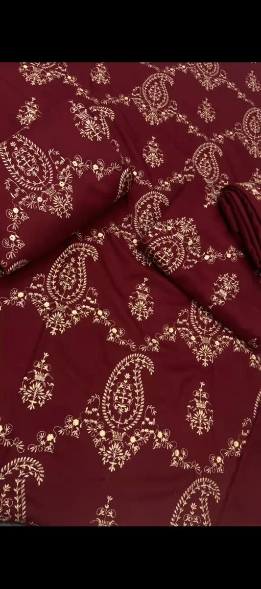 ✨ Maroon - 2PC Breeze Embroidered Jora