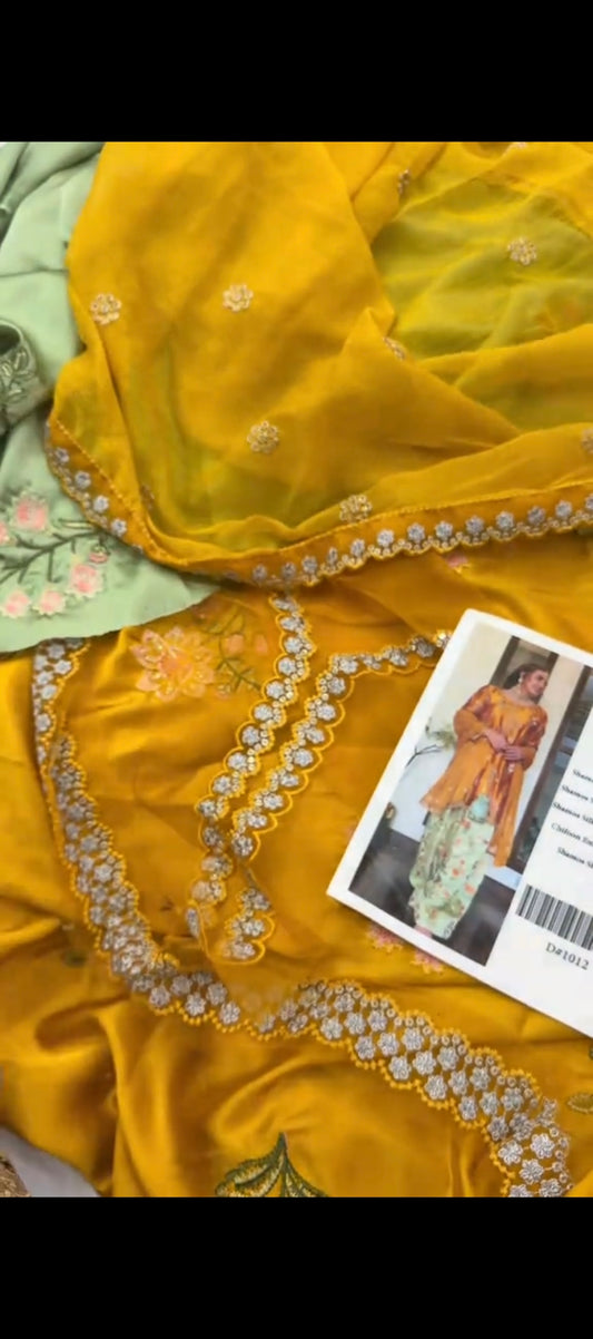 ✨ Mustard Silk Embroidered 3-Piece Jora