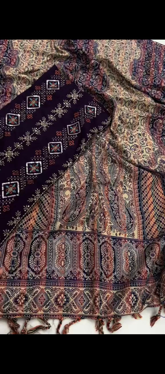 ✨ 3PC Winter Stuff Jora with Kashmiri Pashmina Shawl