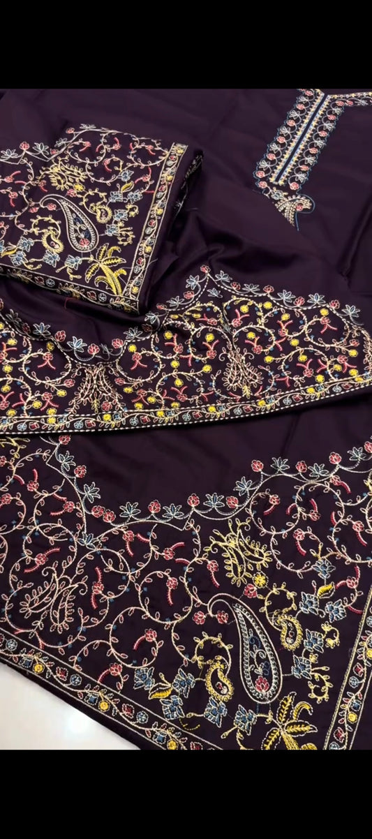 💜 Royal Dark Purple – 2 Piece Embroidered Suit