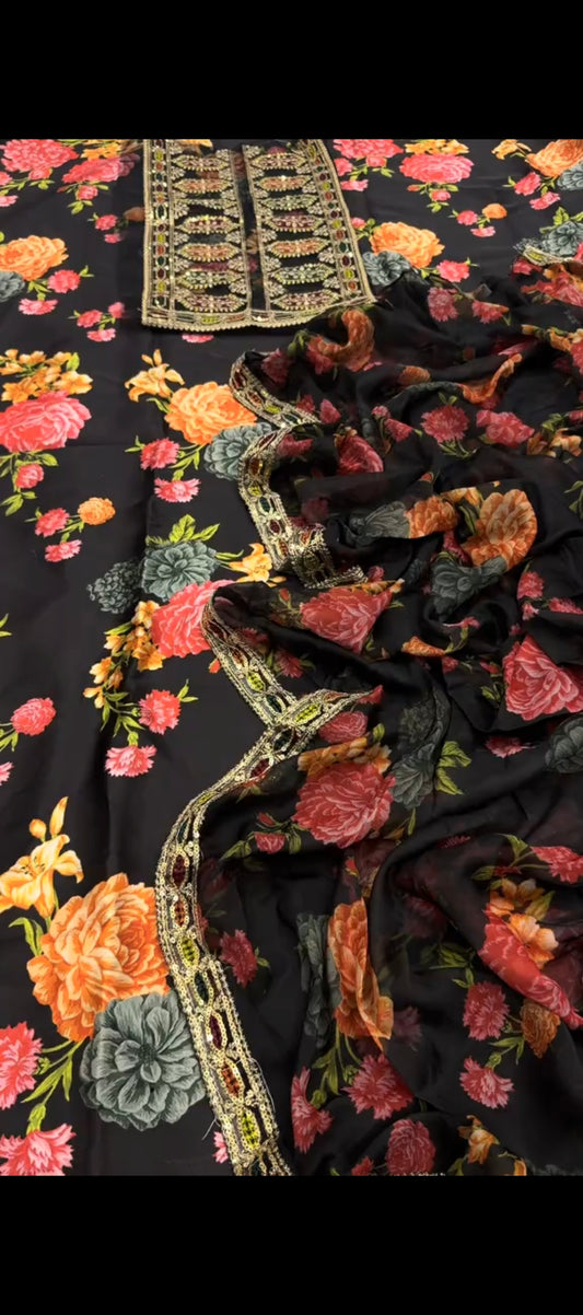 ✨ Elegant Silk Prints with Exquisite Embroidered Patches