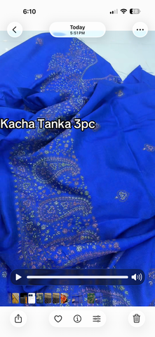 Royal Blue Kacha Tanka 3-Piece Suit