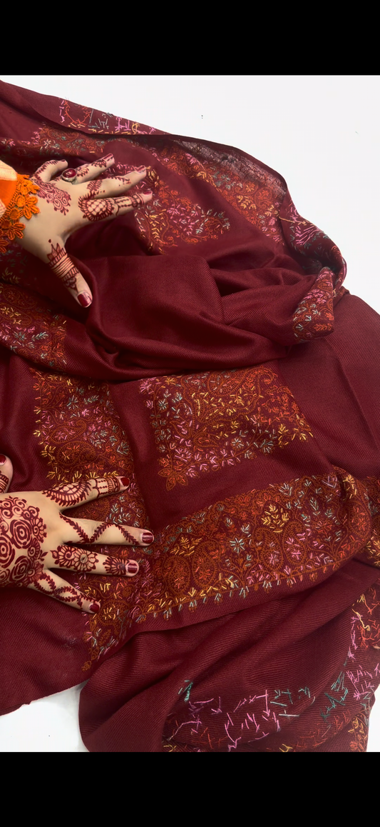 Luxury 3-Piece Kacha Tanka Suit maroon