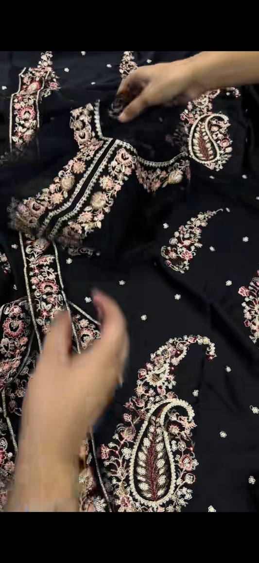 ✨ Elegant Black Embroidered 2-Piece Suit ✨