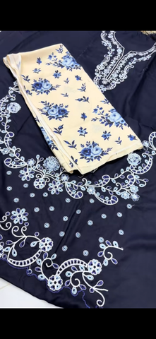3pc Navy blue Embroidered Artical