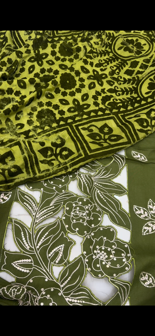 3-Piece Laser Kari Suit with Palachi Shawl
