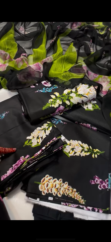 New launch 3PC Printed Lawn Suit Black