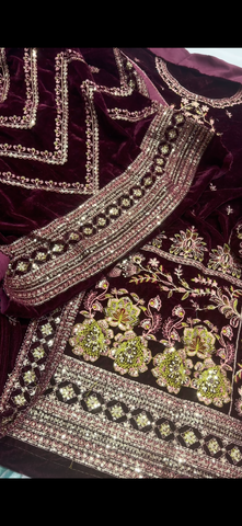 Luxury velvet 3pc maroon