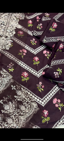 2PC Embroidered Lawn Suit purple