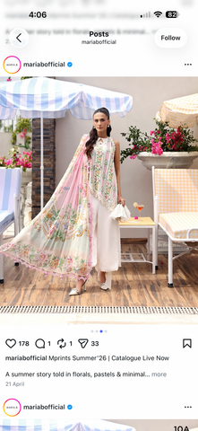 3PC Printed Lawn Suit pink Maria B