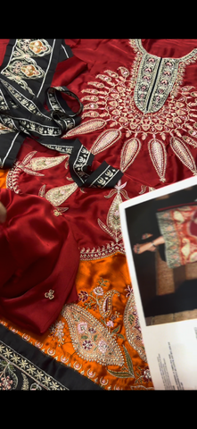 2PC Premium Embroidered Suit silk