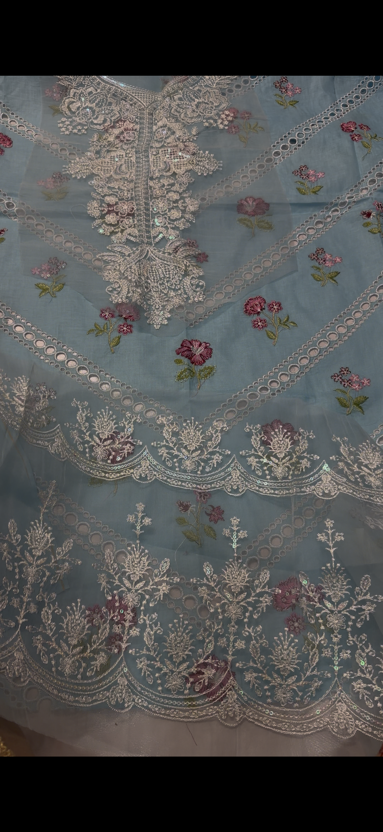 2PC Embroidered Lawn Suit sky