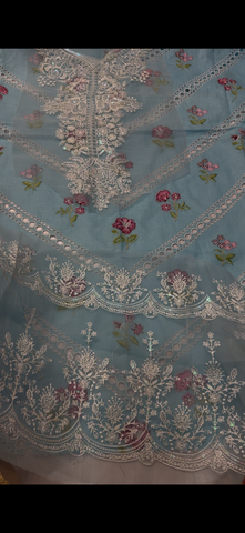 2PC Embroidered Lawn Suit sky
