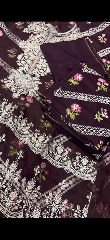 2PC Embroidered Lawn Suit purple