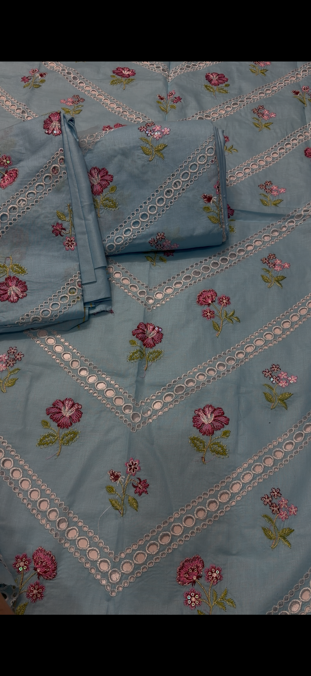 2PC Embroidered Lawn Suit sky