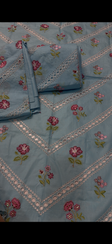 2PC Embroidered Lawn Suit sky