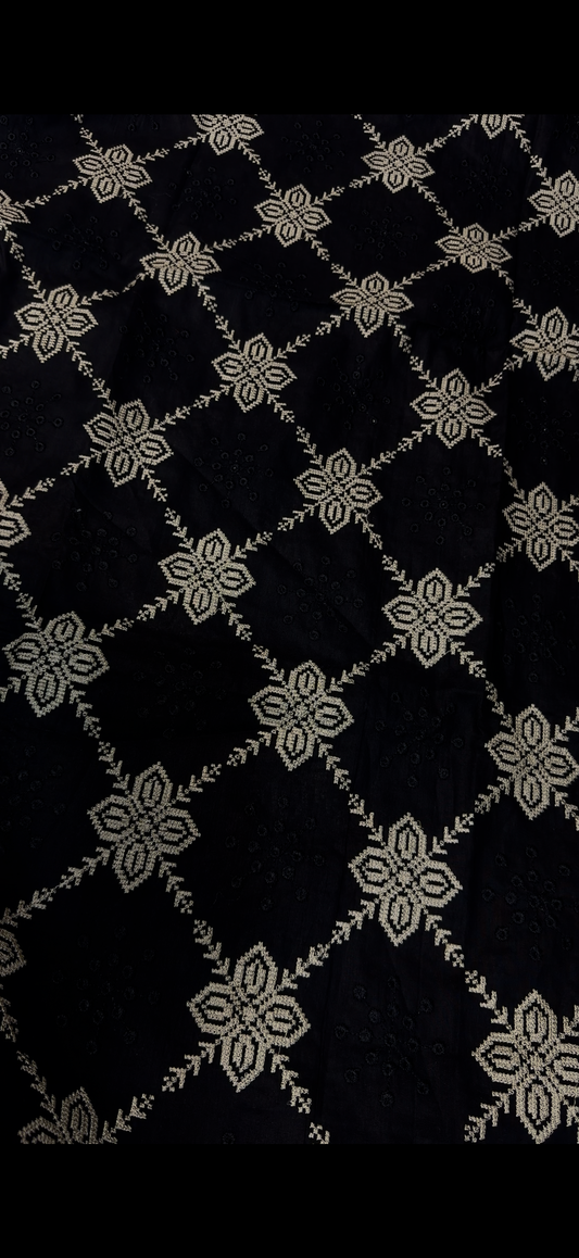 2PC Embroidered Lawn Suit black skin