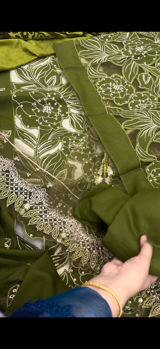 3-Piece Laser Kari Suit with Palachi Shawl