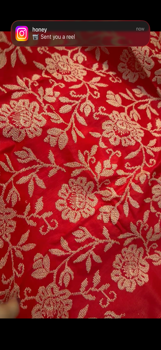 Cross Stitch 3PC Suit – Red Embroidered Elegance