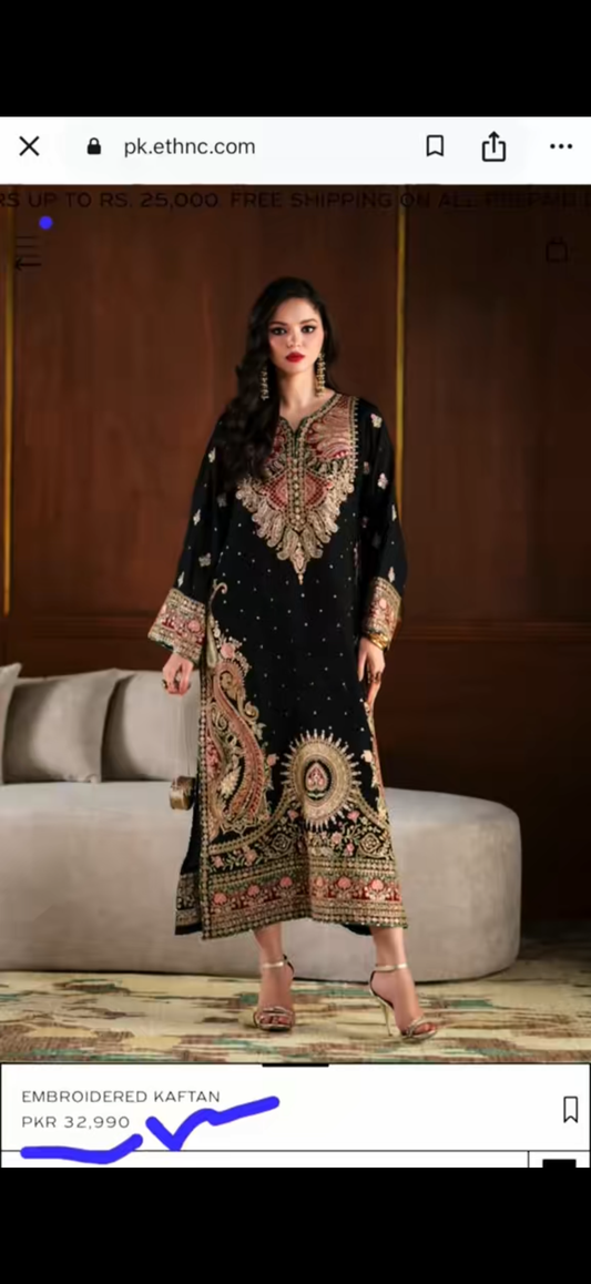 3PC Silk Ethnic Suit Black