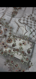 2PC Embroidered Suit white multi