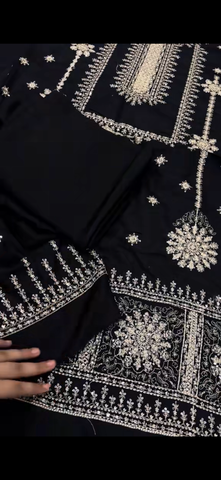 Elegant Black 2-Piece Suit heavy soft sequence work