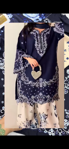 3pc Navy blue Embroidered Artical