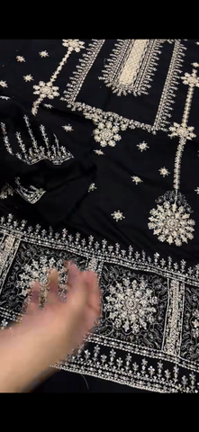 Elegant Black 2-Piece Suit heavy soft sequence work