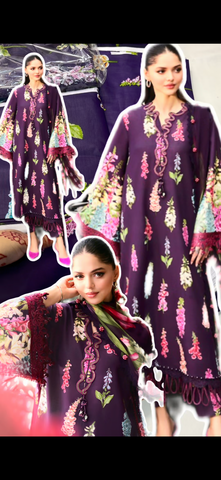 Purple Allover Printed 3PC Lawn Suit