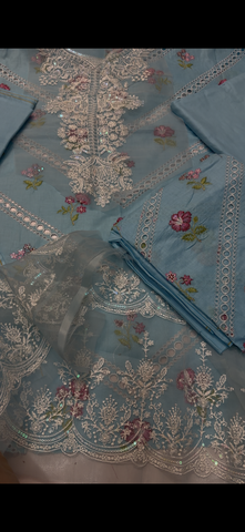 2PC Embroidered Lawn Suit sky