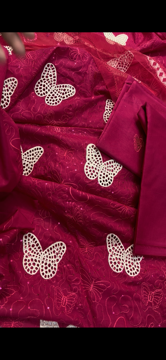 Shocking Pink Butterfly 2PC