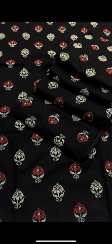 Elegant Black 2PC Thread soft embroidered