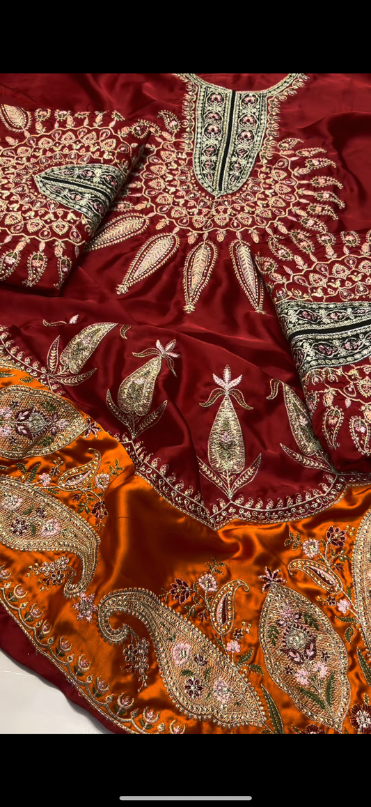 2PC Premium Embroidered Suit silk