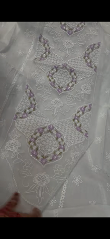 2PC Elegant Embroidered Suit white