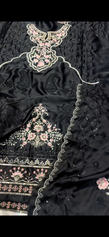 🖤 2PC Premium Embroidered Suit Silk