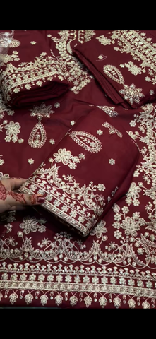 Maroon hit Embroidered suit