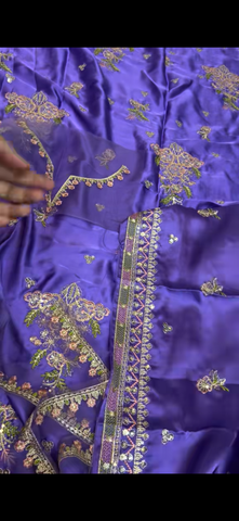 2PC Embroidered Silk Suit