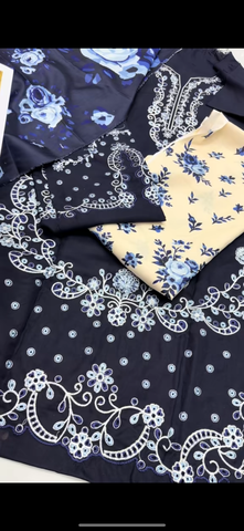 3pc Navy blue Embroidered Artical