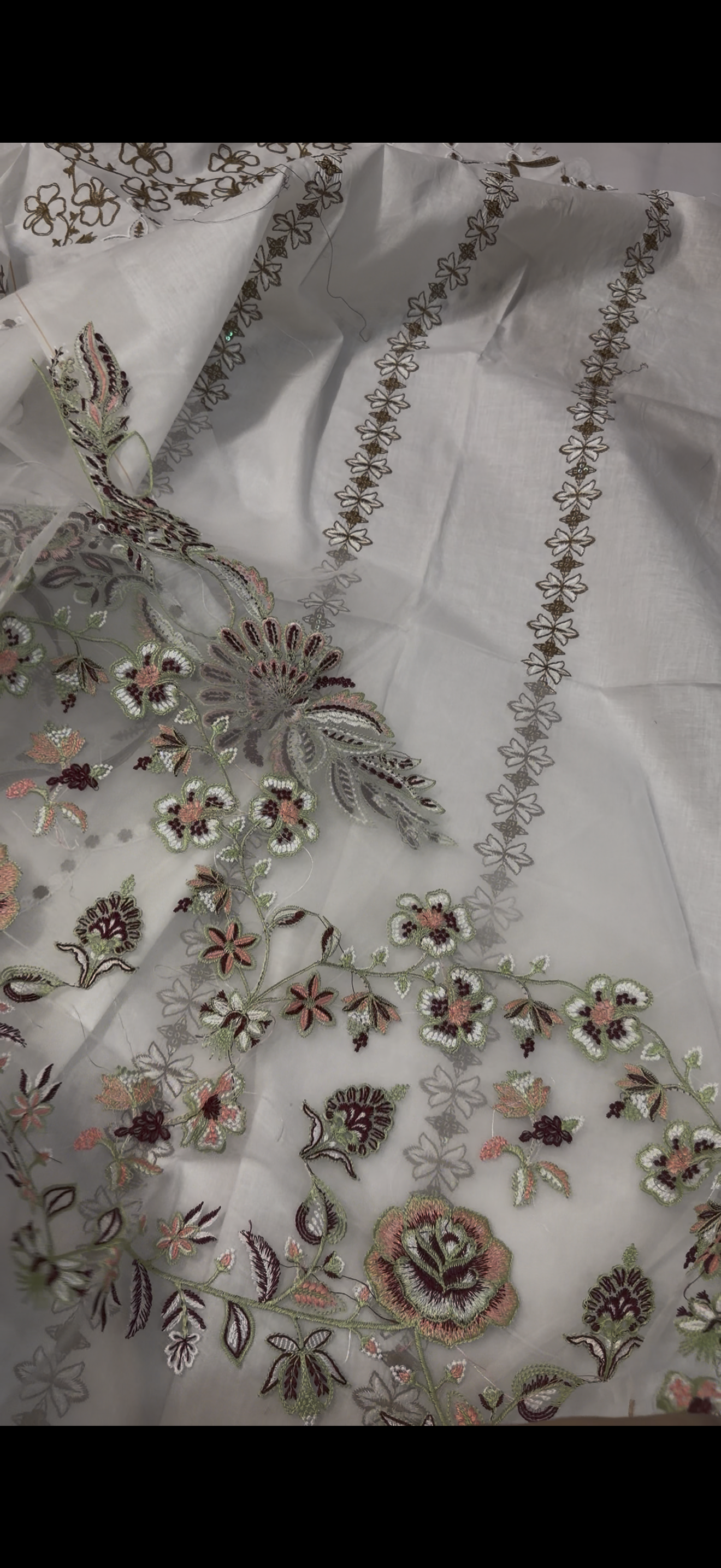 2PC Embroidered Suit white multi