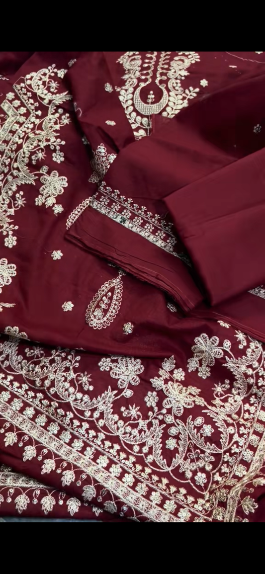 Maroon hit Embroidered suit