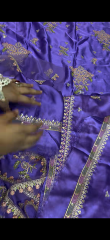 2PC Embroidered Silk Suit