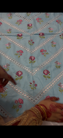 2PC Embroidered Lawn Suit sky