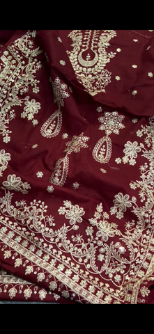 Maroon hit Embroidered suit