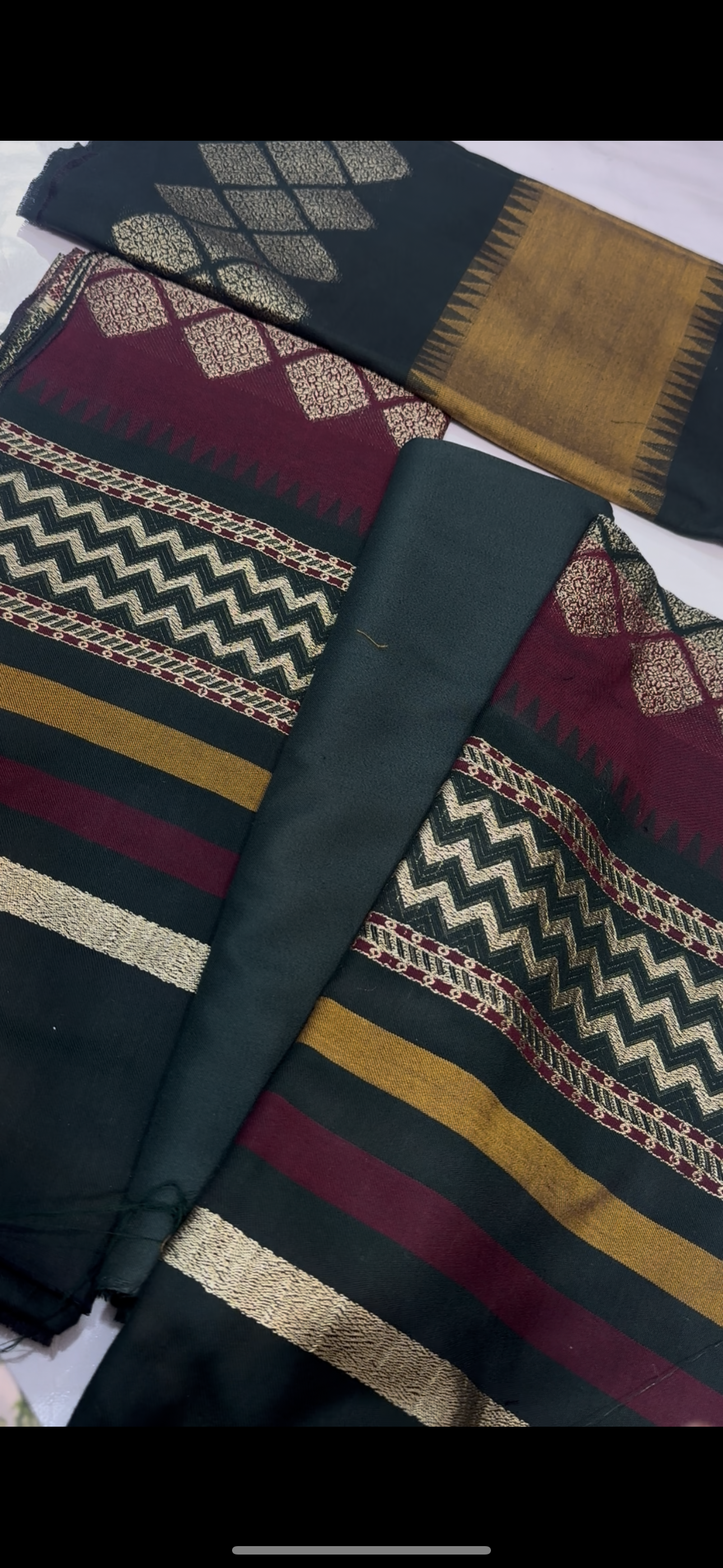 (J.Dot) 3 piece pashmina wool jacard shawl