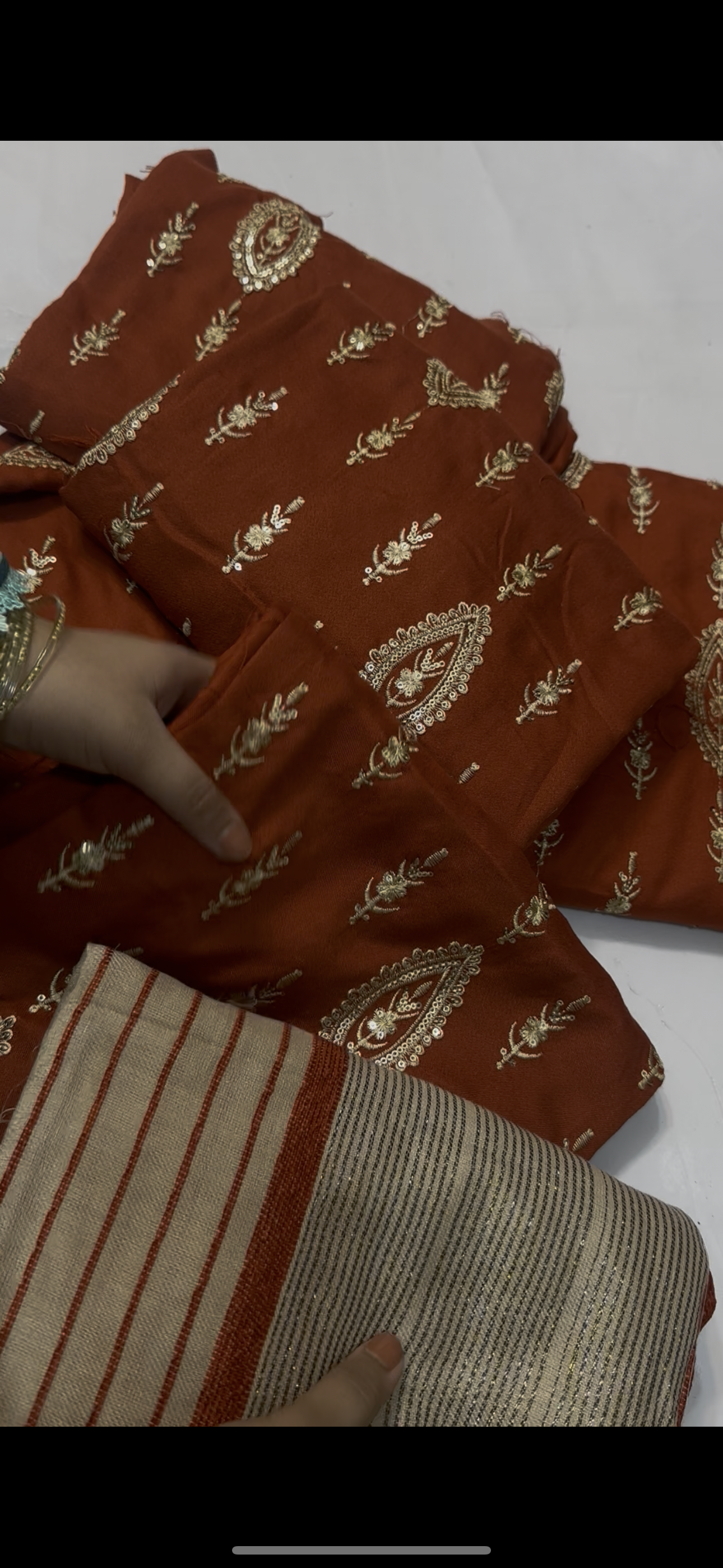 Rust 3piece heavy embroidered
