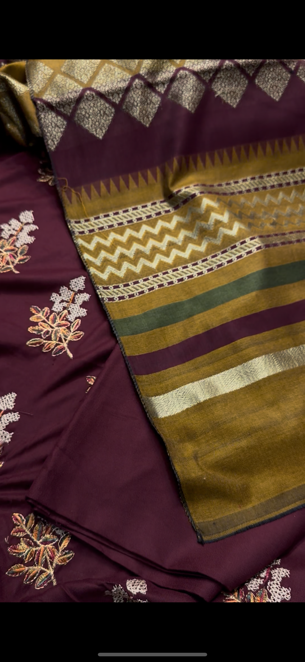 Maroon 3piece decent Multi embroidered