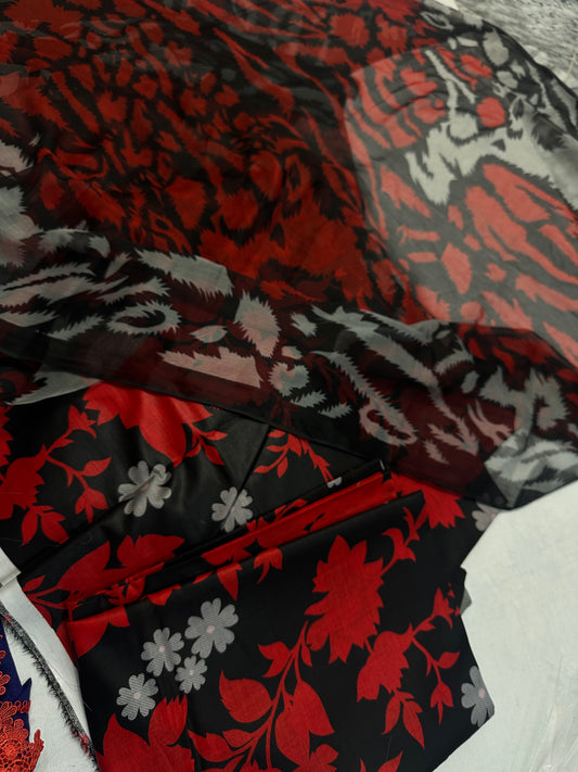 Lawn print Black&red 2200