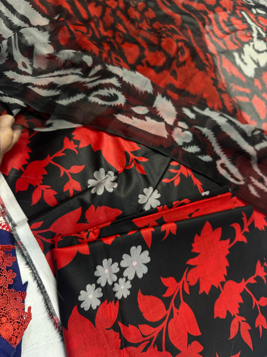 Lawn print Black&red 2200