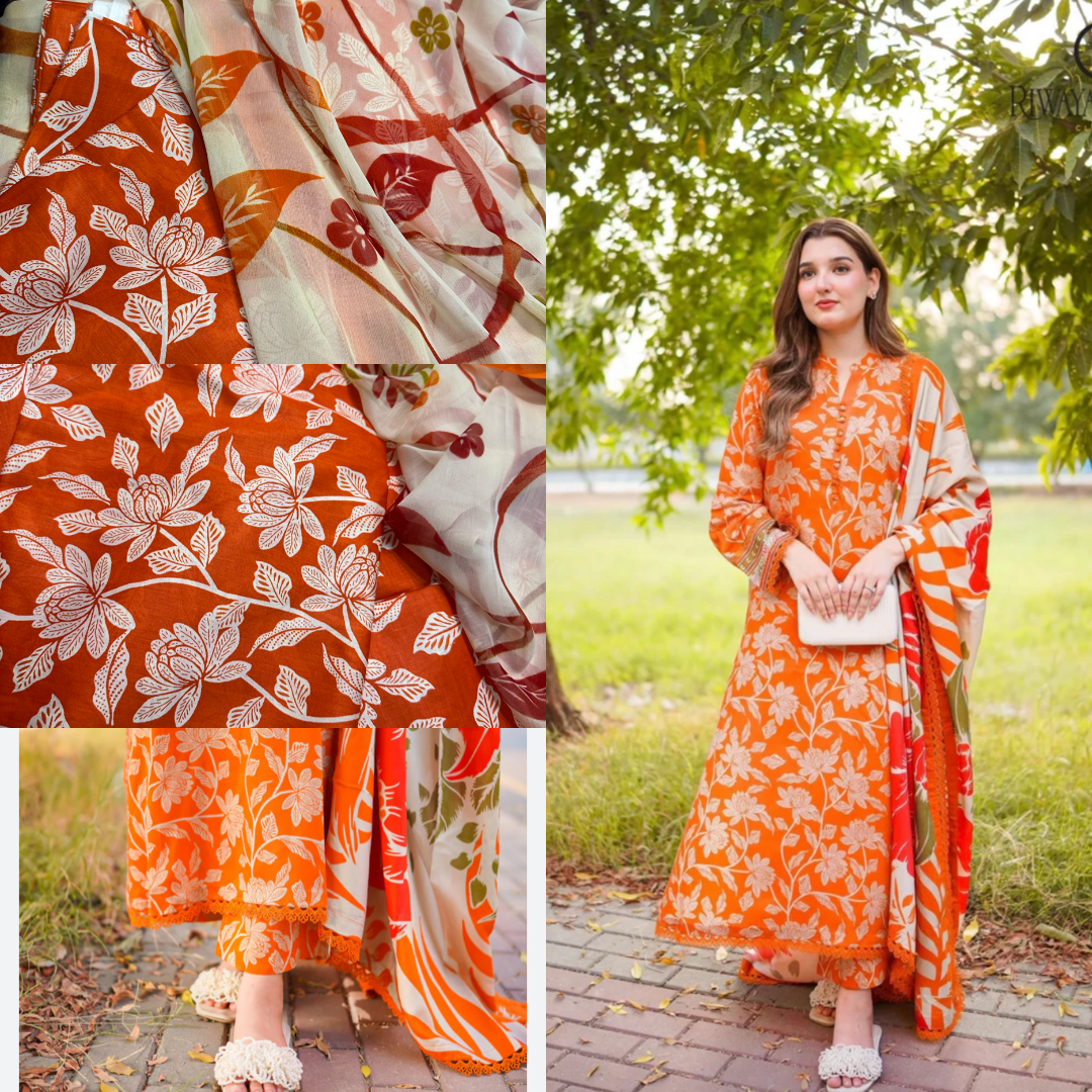 2250/-Aneelas print Luxury 3pc